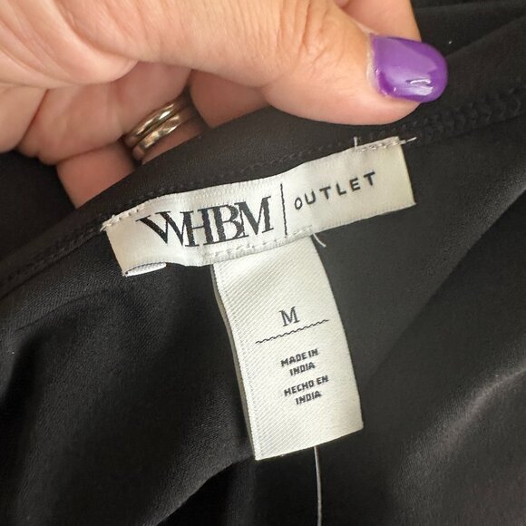 NWT White House Black Market Top M One Shoulder Sleeve Puff Tank Black #WHBM2 - Picture 3 of 8